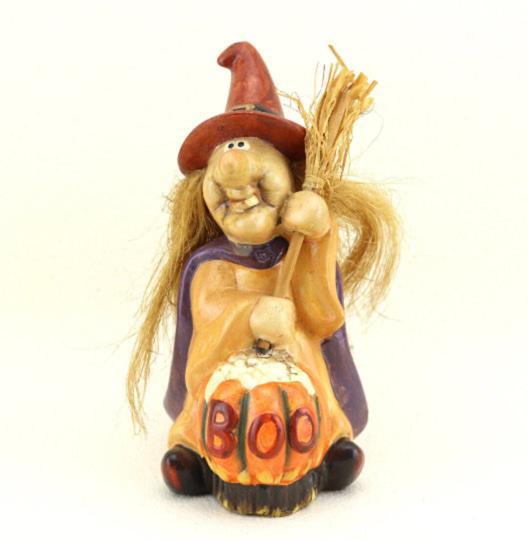 Small Vintage Resin Kitchen Witch Figurine, Antique Good Luck Witch ...