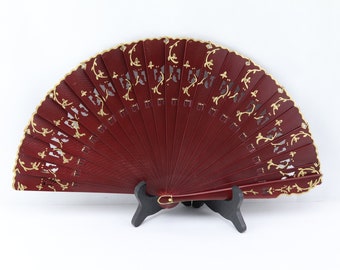 Hand-painted wooden fan, collectible fan inspired by "Cosima Wagner", vintage fan, chic fan, Mother's Day