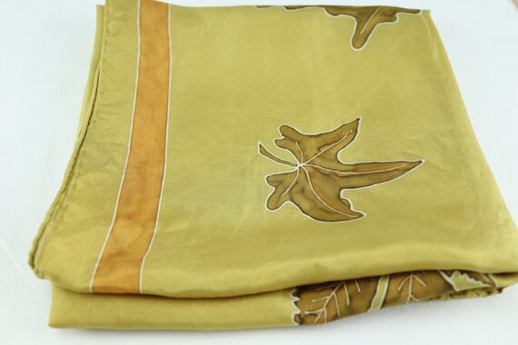 Foulard Vintage Années 70 - Acétate, Motif Géométrique Orange, Femme