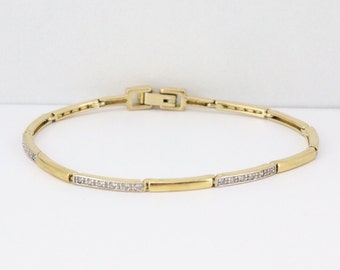 Vintage gold-plated bracelet with cubic zirconia, antique hallmarked bracelet, women's bracelet, gift for her, Mother's Day gift
