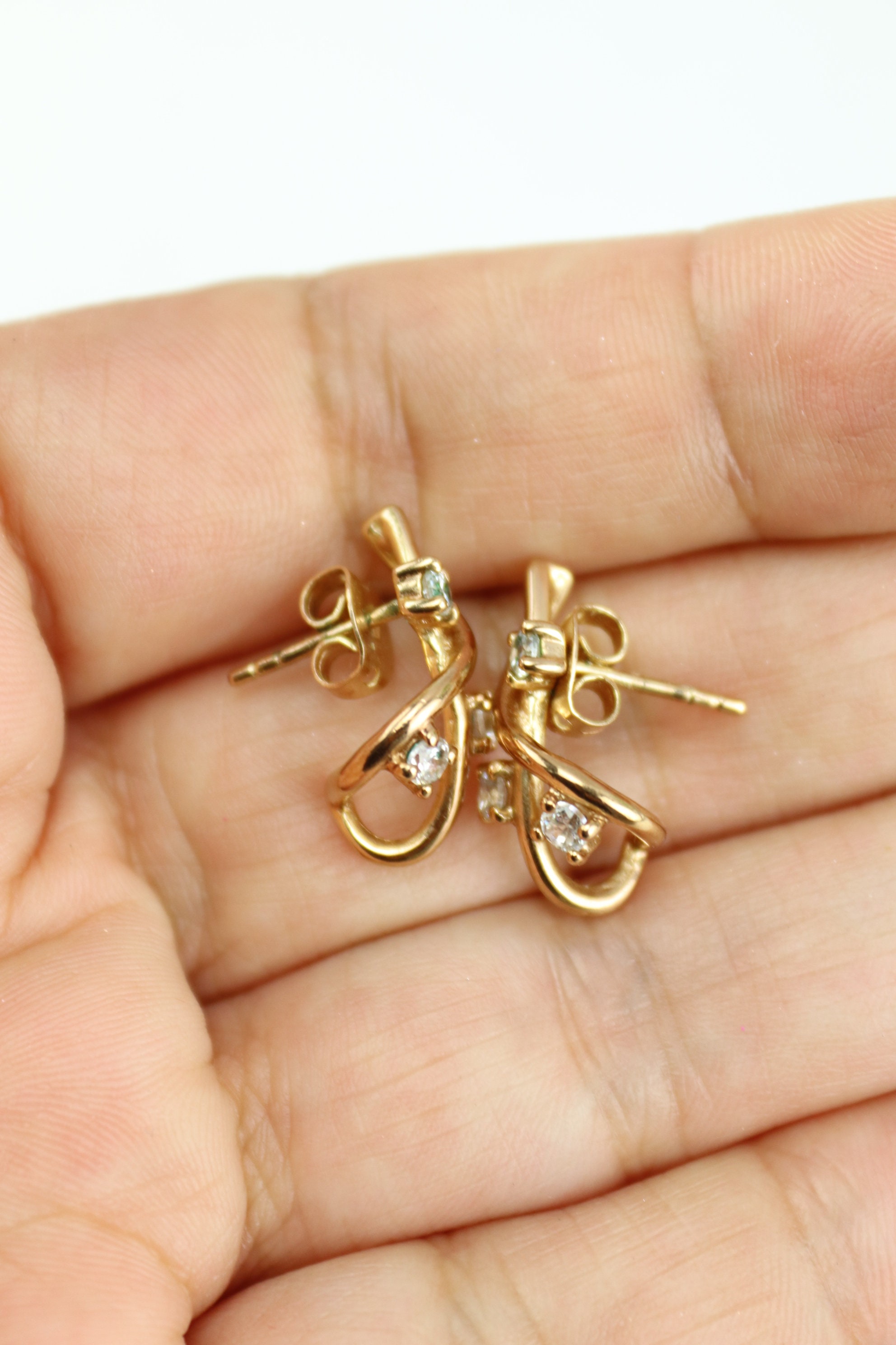 Paire De Boucles D'oreilles Vintage Plaquées Or - Style Rétro - Occasion - Fabriqué En France