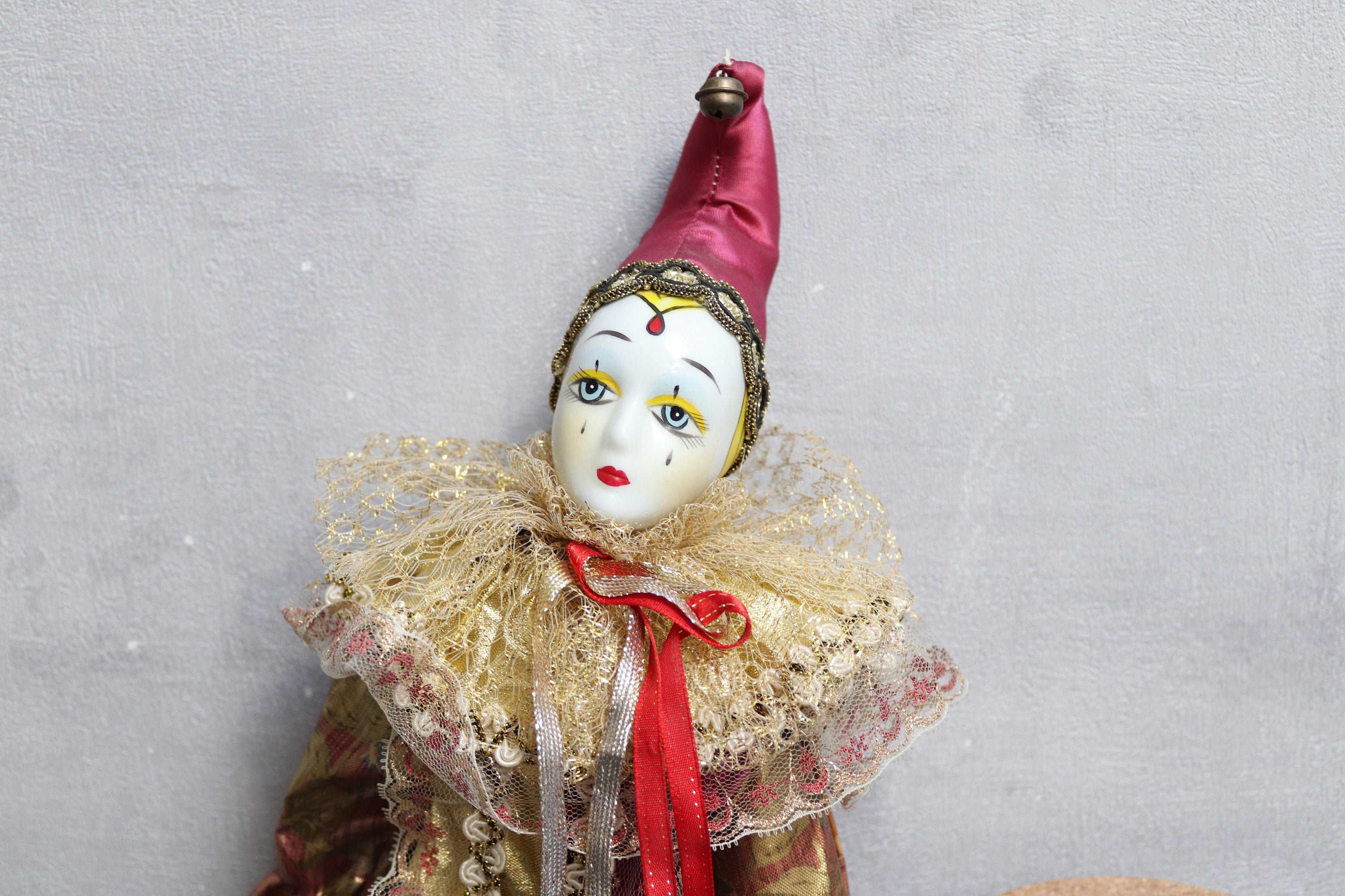 Vintage Porcelain Pierrot Doll, Antique Collectible