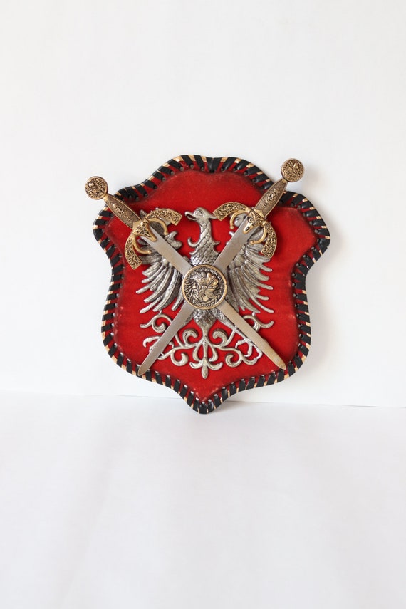 Antique Spanish Wall Crest with Crossed Sword Display