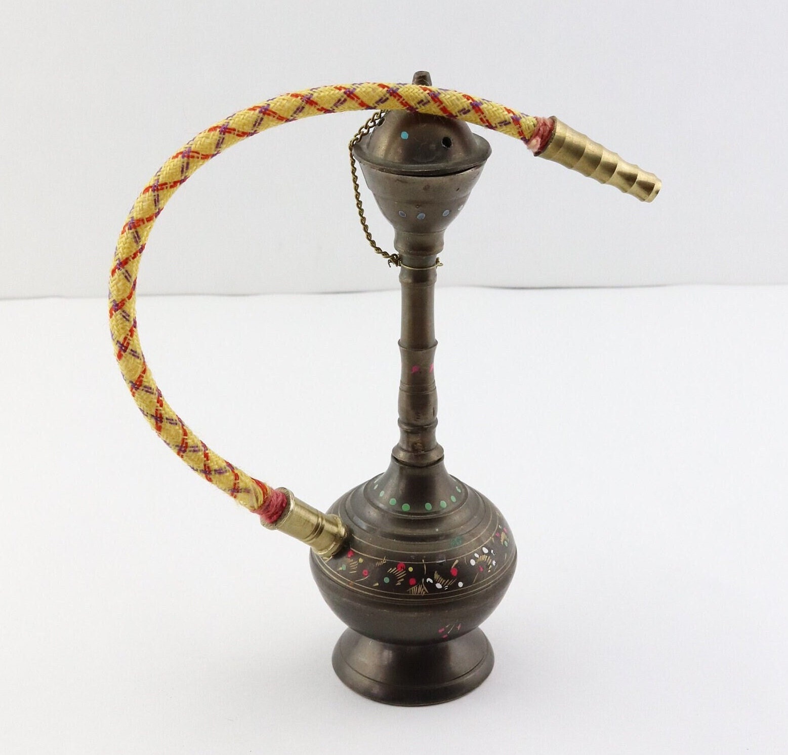 Vintage Miniature Brass Hookah, Small Decorative Indian Shisha