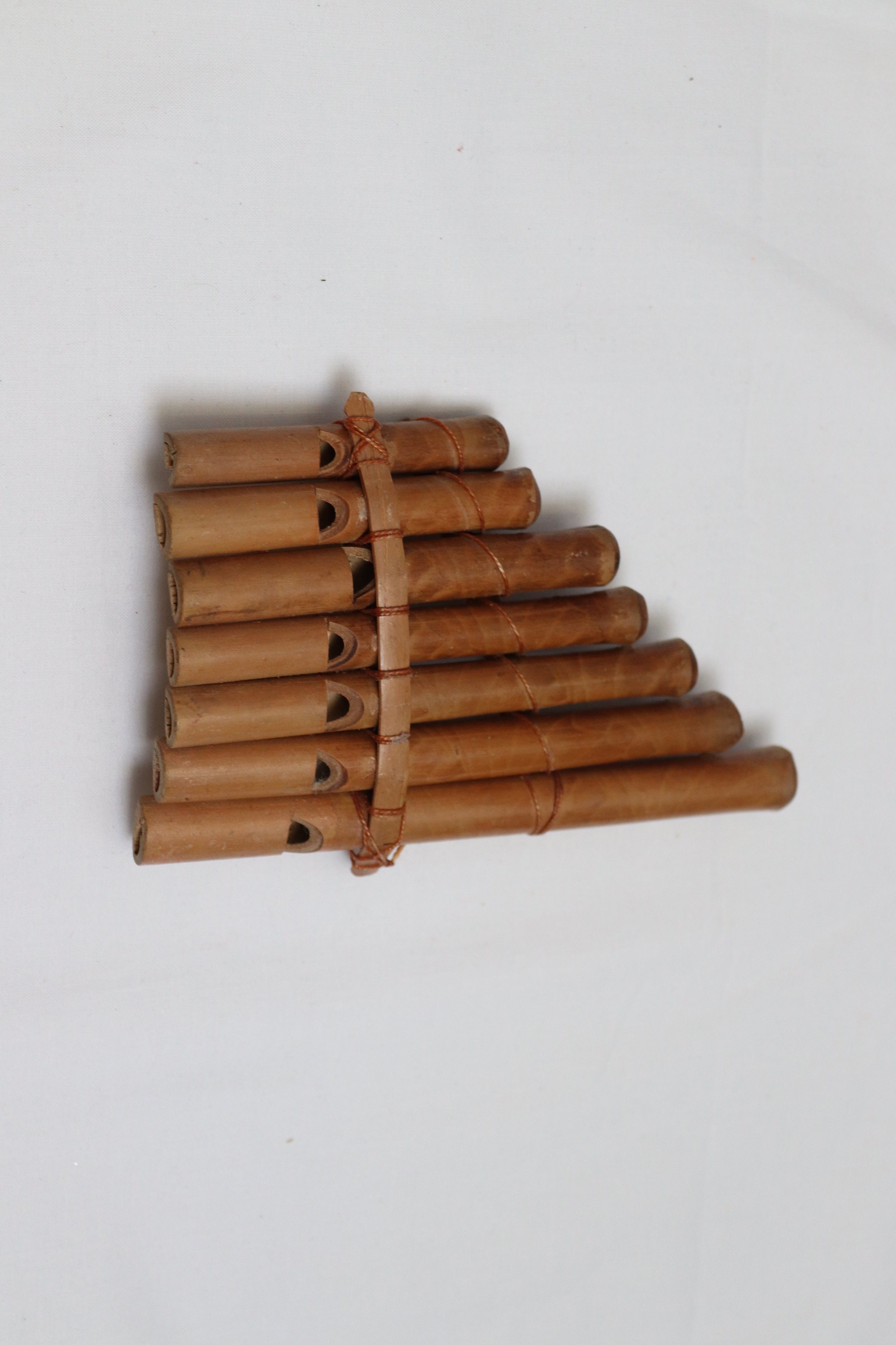 Flûte De Pan En Bambou Artisanale 7 Tubes - Instrument De Musique Décoratif Bois Naturel