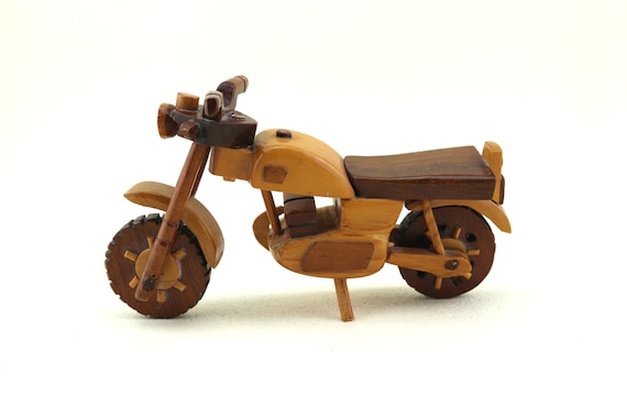 Juguete modelo de motocicleta decorativa en miniatura de madera hecha a  mano vintage, juguete de madera en miniatura, motocicleta de madera,  decoración de la habitación del niño -  México
