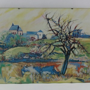 Pintura vintage assinada pelo artista Tellier P.h 90, decoração de parede, pintura para pendurar, decoração de parede, pintura emoldurada, linda pintura