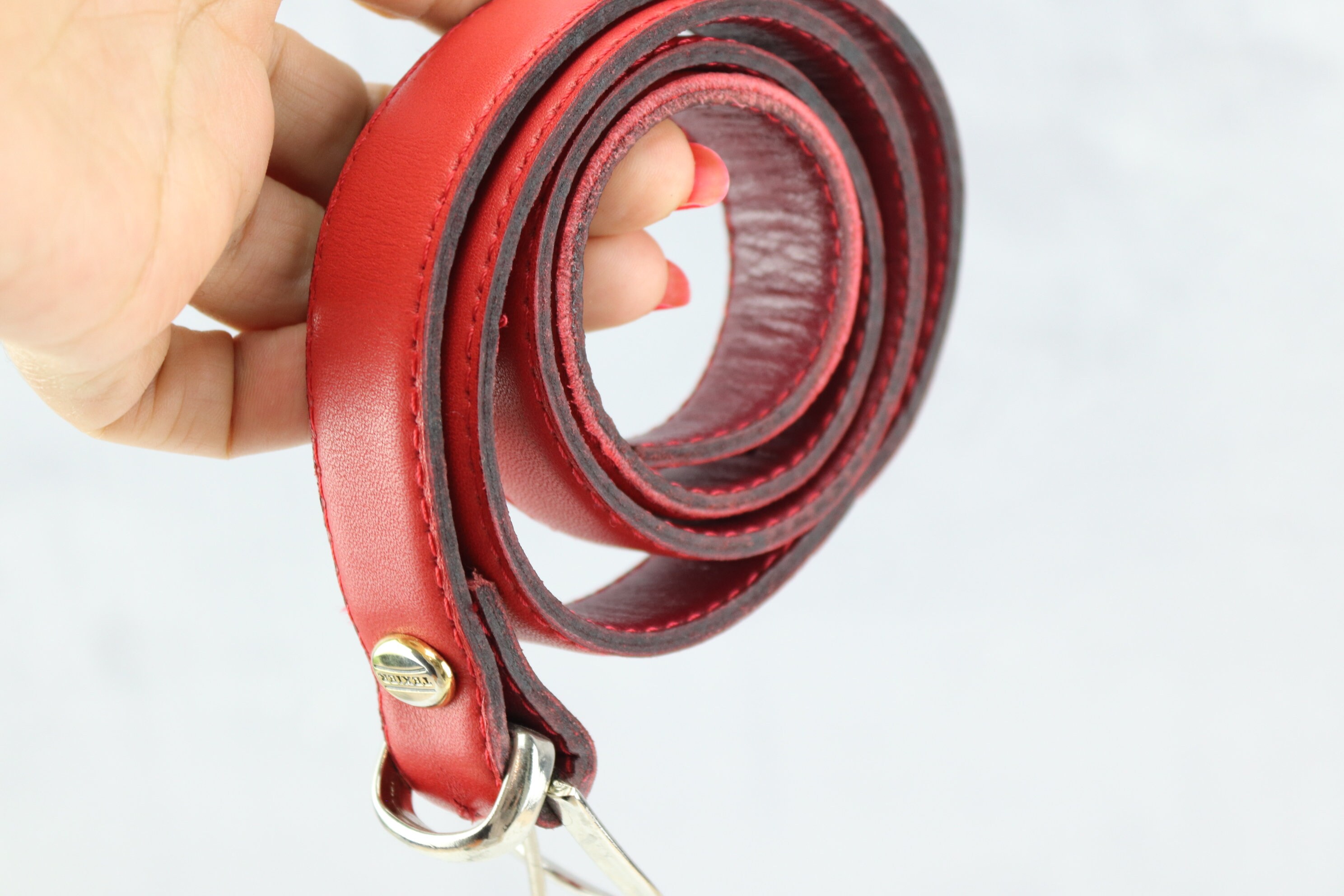 Ceinture En Cuir Authentique TEXIER Vintage - Marron, Taille 90/104 Cm - Très Bon état Occasion