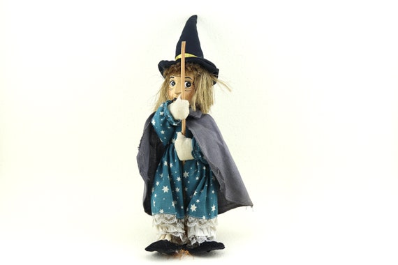 Vintage Flying Kitchen Witch With Broom Decorative Hanging Good