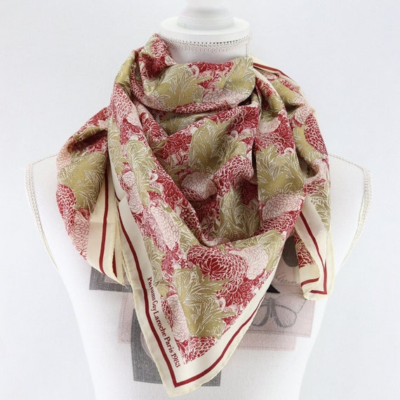 Carré De Soie 85x85 Cm - Motif Floral Multicolore - Foulard Vintage élégant - Occasion Excellent état
