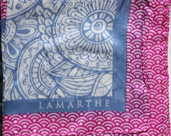 Lamarthe PARIS Halstuch aus feiner Seide, authentisches Vintage-Seidenquadrat, Damen-Bandana, Damenschal, Geschenk für Frauen