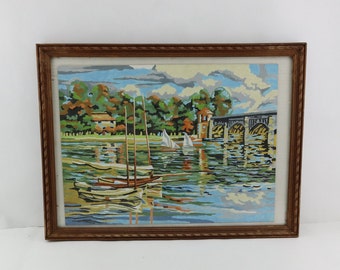 Reproduction of the 1874 watercolor painting "The Bridge at Argenteuil" after Monet, reproduction of the painting, reproduction of a Monet painting, gift