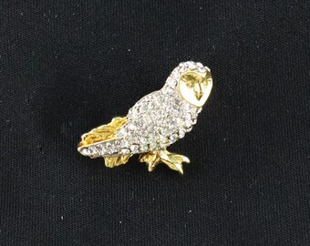 Pin's Vintage Chouette En Métal Argenté Authentique