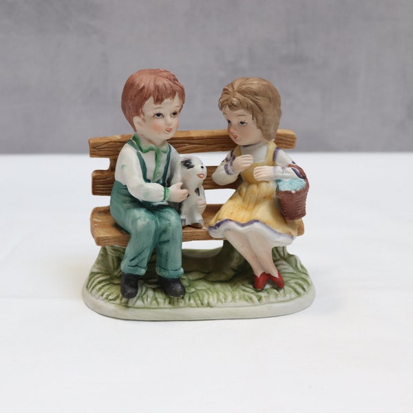 Figurine en céramique vintage, ancienne figurine bibelot vintage des année 1990, figurine enfants, statuette enfants, décoration à poser