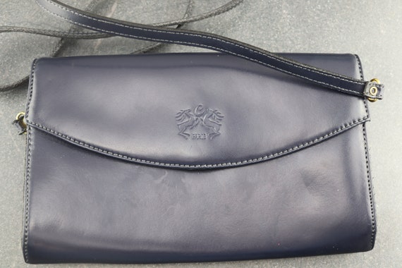 Midnight blue shoulder bag in vintage leather for… - image 2