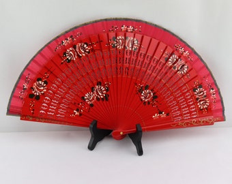 Vintage hand-painted wooden fan, collector's fan inspired by the Duchess of Alba, decorative fan, rare fan