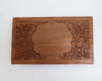 Ancien Porte-courrier En Bois Acajou – Marqueterie, Style Colonial Britannique, Fixation Murale
