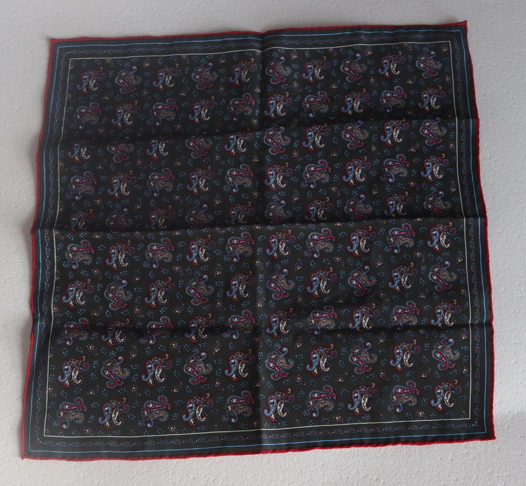 Square Vintage Silk Scarf for Men, Dandy Pocket Scarf in Real Vintage ...