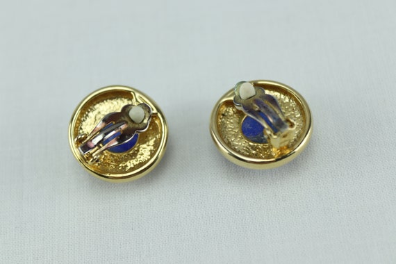 Boucles D'oreilles Pendantes Vintage Dorées MORANGE - Résine, Clips - Occasion