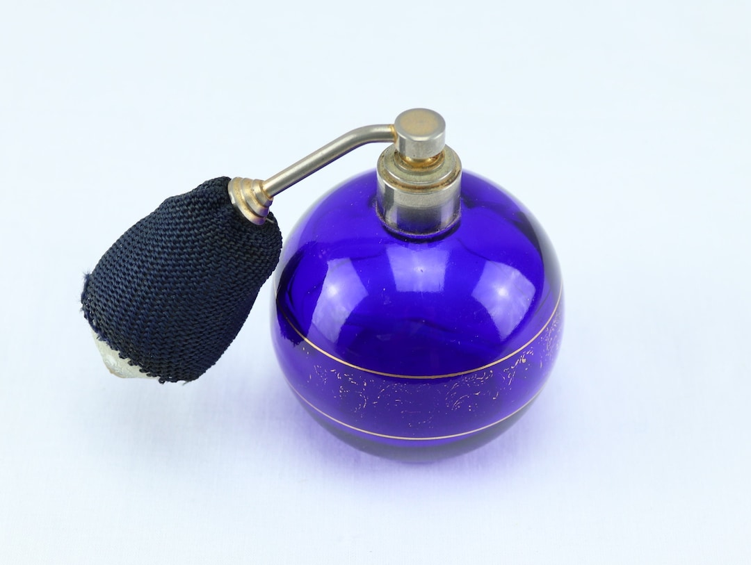Vintage Perfume Spray Bottle Old Blue and Gold Perfume Etsy