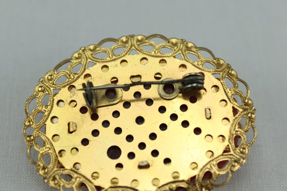 Broche vintage en métal doré, ancienne broche cam… - image 7