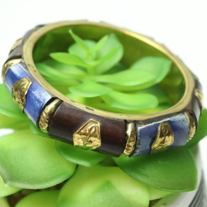 Indian handmade bangle bracelet in wood and gilded brass, old ethnic bracelet made in India, women&#39;s bracelet, gift for women, gift