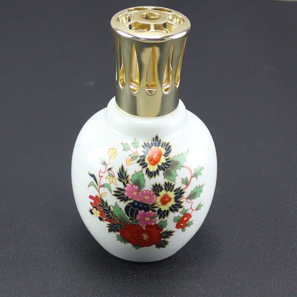 Lampe Berger En Porcelaine Décor Paon - Parfum Diffuseur - Made In France - Occasion