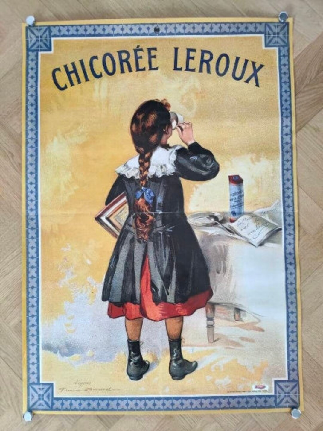 Ancienne Affiche Publicitaire Chicorée Leroux - Originale Années 1950/60 - 40x59 Cm