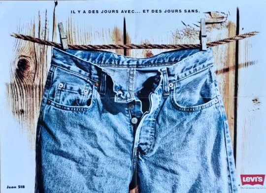 Levi's Jeans Advertising Poster From the 90s, Rare and Levi's Jeans Advertising Poster From the 90s, Rare and