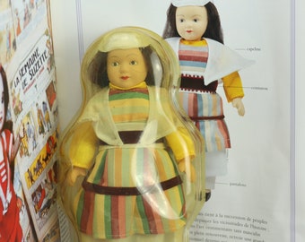 Traditional hand-made porcelain doll from Albania, old doll with traditional clothes and hand-painted