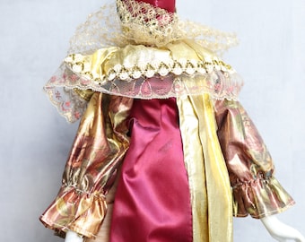 Vintage Porcelain Pierrot Doll, Antique Collectible