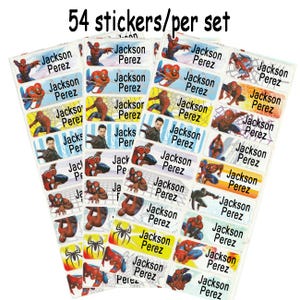 Custom Spiderman Name Stickers: Waterproof School Labels, Party Favors (54 per Set)