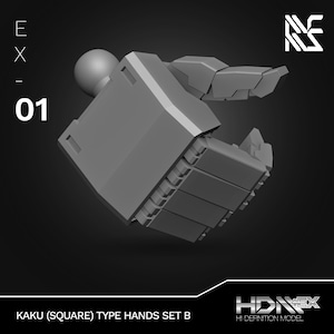 HDM+EX Square Finger Type Hands (Set B: Saber Holding, Open, and Trigger Finger Hands) for 1/144 & 1/100 Scale Mecha Model Kits