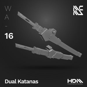 HDM Dual Katanas for 1/144 Scale Mecha Model Kits