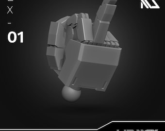 HDM+EX Square Finger Type Hands (Set C: Middle Finger and Peace Sign Hands) for 1/144 & 1/100 Scale Mecha Model Kits