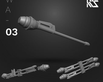 May include: A gray 3D model of a Sturm Faust anti-tank rocket launcher. The model is shown in three different views, including a close-up of the rocket launcher's barrel and a view of the rocket launcher's firing mechanism.