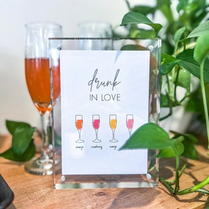 Framed Mimosa Bar Sign | Customizable Wedding Brunch Decor | Table Top Acrylic Frame | Bar Menu