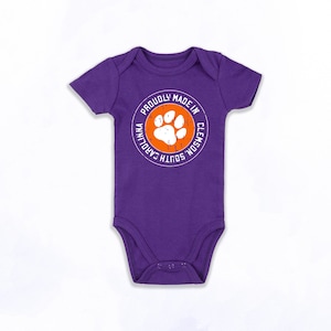 Clemson &quot;Made in Clemson&quot; Onesie | Picture Perfect Game Day Outfit for Baby Boy or Girl | Baby Shower Gift