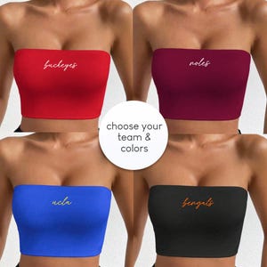 Game Day Bandeau | Customize Your Team & Colors | Women&#39;s Double Lined Cotton-Feel Strapless Crop Top