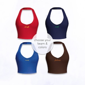 Spieltag Halfter | Passen Sie Ihr Team & Farben | Damen Open Back Neckholder Top