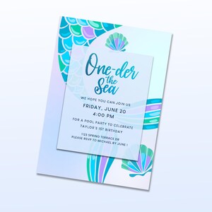 One-der the Sea | 1st Birthday Invitation | Baby Birthday Invite
