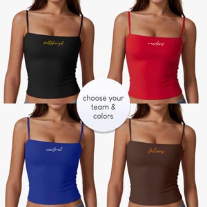 Cami voor gamedag | Personaliseer je team en kleuren | Dubbel gevoerde damestanktop met zachte stretch en spaghettibandjes