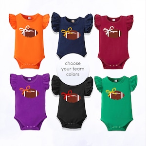Game Day Bow Onesie |  Customize Your Team & Colors | Picture Perfect Game Day Outfit for Baby Girl | Baby Shower Gift