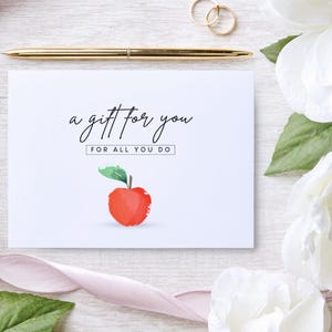 Sobre de regalo para profesor/Sobre fácil y adorable para efectivo/tarjeta de regalo