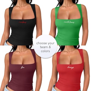 Game Day Square Neck Tank | Customize Your Team & Colors | Women&#39;s Double Lined Soft Stretch Square Neck Tank Top