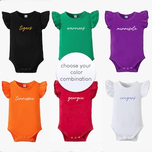 Game Day Ruffle Onesie |  Customize Your Team & Colors | Picture Perfect Game Day Outfit for Baby Girl | Baby Shower Gift