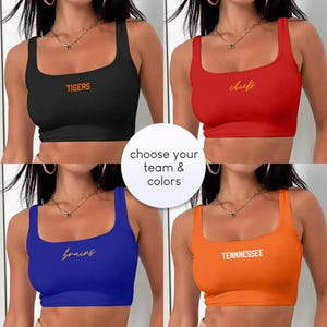 Game Day Classic Crop | Customize Your Team & Colors | Women&#39;s Double Lined Soft Stretch Cropped Tank Top