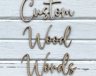 Custom Wood Word, Wooden Name Cutout, Personalized Text, 3D Lettering, Wood Cutout for Crafts