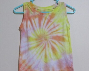 Kid's tie dye muscle tank | spiral | yellow | blue | green | orange | purple | hand dyed | boys | unisex | girls |