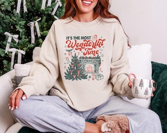 Retro Christmas Tree Sweatshirt, Vintage Holiday Crewneck